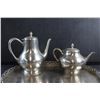 Image 5 : Vintage Pewter Tea & Coffee Pot, Cream & Sugar and Serving Tray Set - Made in Holland