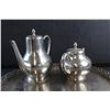 Image 6 : Vintage Pewter Tea & Coffee Pot, Cream & Sugar and Serving Tray Set - Made in Holland