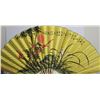Image 4 : Vintage Japanese Wood & Paper Hand Fan, Ostrich Dyed Black Feather Fan, Floral Design Cloth Hand Fan