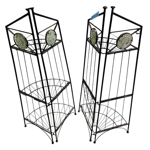 Set of 2 3 Tiers Metal Corner Shelves