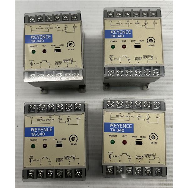 (4) Keyence #TA-340 Digital Optical Fiber Amplifiers