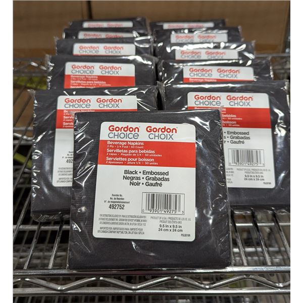 Gordon Choice Black Beverage Napkins 50pc - Lot of 12 | EC1