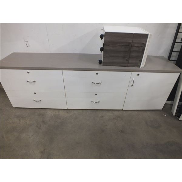 Wooden Credenza w/ Small Office Cabinet