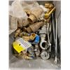 Image 2 : GROUP OF ASSORTED TOOLS, BRASS FITTINGS, SURVEYORS TRIPOD, HARDWARE AND MISCELLANEOUS ITEMS