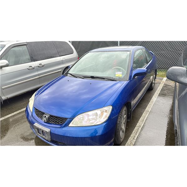 2004 HONDA CIVIC SI, 2DR COUPE, BLUE, VIN 1HGEM229X4L809075