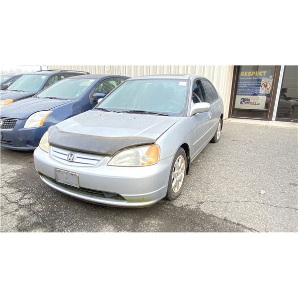 2003 HONDA CIVIC 4DR SEDAN, GREY, VIN 2HGES158X3H918649