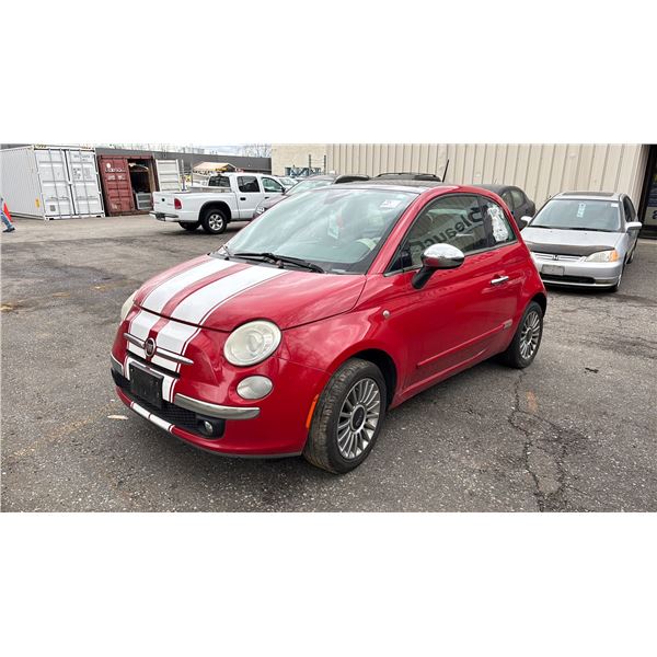 2012 FIAT 500, 2DR COUPE, RED, VIN 3C3CFFCR3CT123408