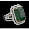 Image 2 : 14KT White Gold 15.29ct GIA Certified Emerald and Diamond Ring A5886