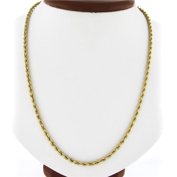 Unisex 14K Yellow Gold 30" Long 3.2mm Polished Solid Rope Chain Necklace 25.47g