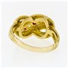 Image 6 : 18k Yellow Gold 0.50 ctw Prong Round Diamond & Ruby Braided Loop Knot Band Ring