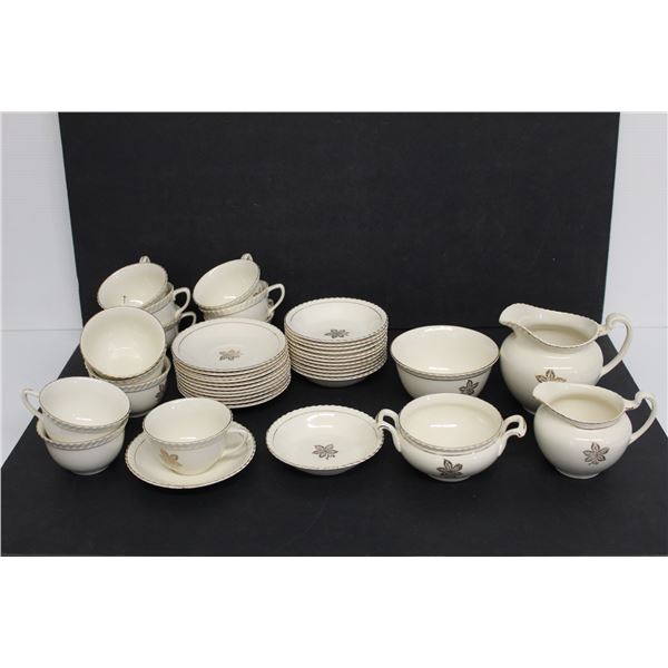 Fine China "Old English" Johnson Bros. England (12 Cups and Saucers, 12 Berry Bowls, Cream and Sugar