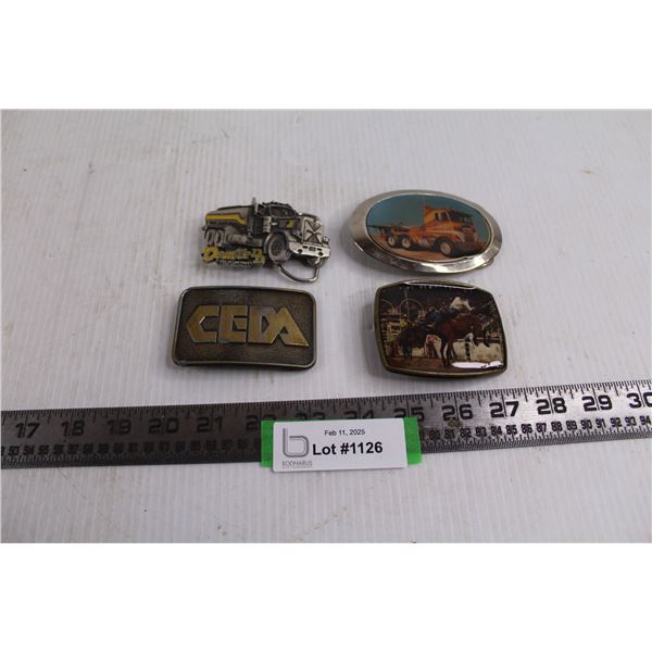 (4) Metal Belt Buckles (Rodeo, Double D Trucking, Ceda)