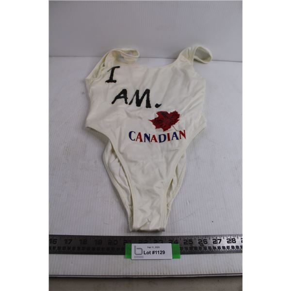 Women's One-Piece Bathing Suit - Molson "I Am Canadian" - Size Approx Small to Extra Small