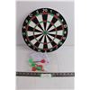 Image 1 : Double Sided Dart Board with Set of Darts 14" Dia