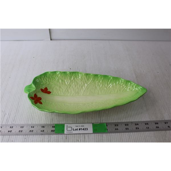 Beswick Ware Cucumber Leaf Shaped Ceramic Tray - Made in England - 12.5" Long