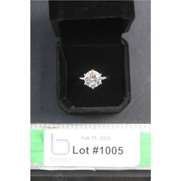 ^5.00 CT GRA Certified Round Brilliant Cut Moissanite VVS Set in 925 Silver Ring - Size 9 - Retail V