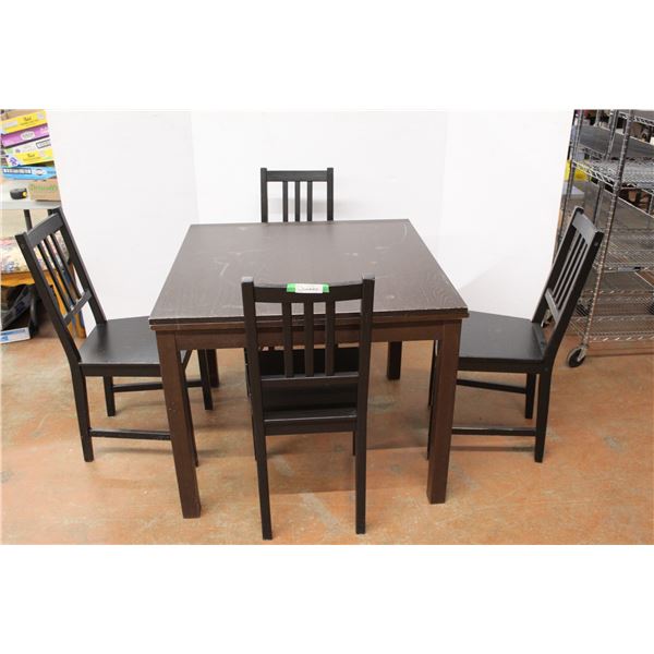 ** Extending Dining Table- 36'' x 36'' x 29'', 66.5'' Extended w/ (4) Chairs- Some Damage