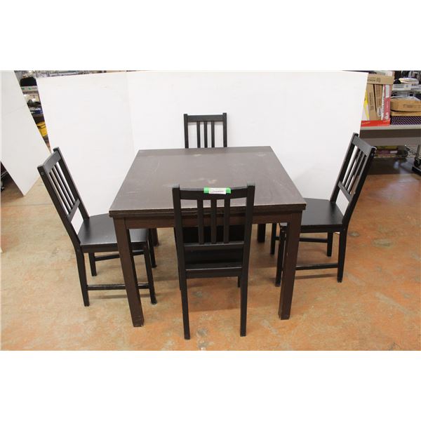 ** Extending Dining Table- 36'' x 36'' x 29'', 66.5'' Extended w/ (4) Chairs- Some Damage