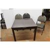Image 2 : ** Extending Dining Table- 36'' x 36'' x 29'', 66.5'' Extended w/ (4) Folding Chairs- Some Damage