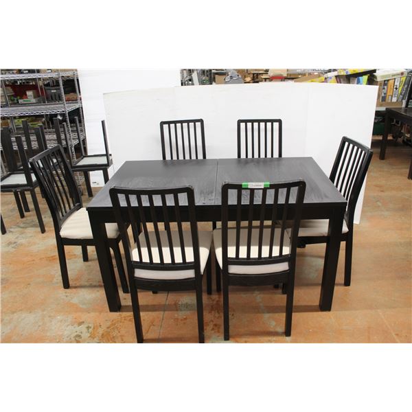 **Extending Dining Table- 55'' x 33'' x 30''- 87'' Extended w/ (6) Chairs