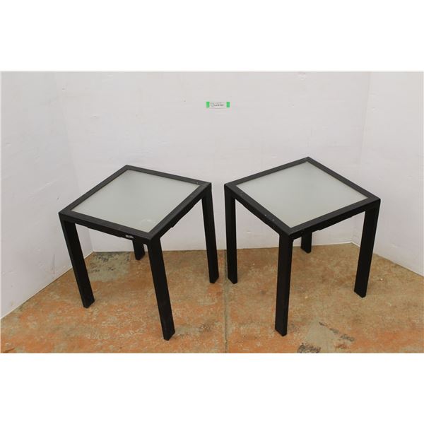 **(2) Aluminum Glass Top Patio Tables- 16'' x 16'' x 18.5''
