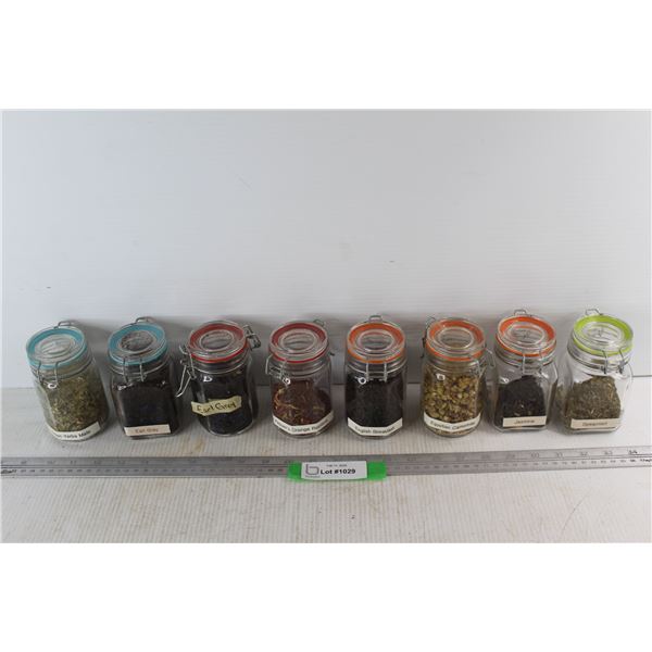 (8) Small Canister w/ Different Herbs/Teas