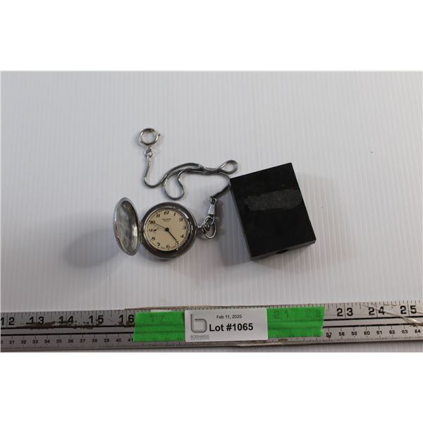 Marathon Silver Pocket Watch/Chain - Made in Ussr - As Is