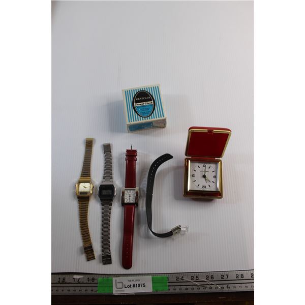 (4) Wrist & Pocket Watches - Casio. Westclox, Cardinal and Louis Arden - As Is
