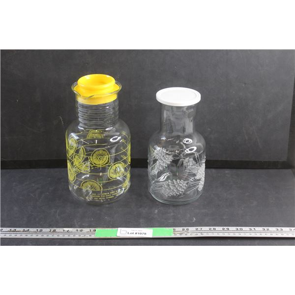 Tall Clear Glass and 2L Pyrex Glass Pitchers