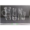 Image 1 : Glass Pitcher and (3) Glass Vases
