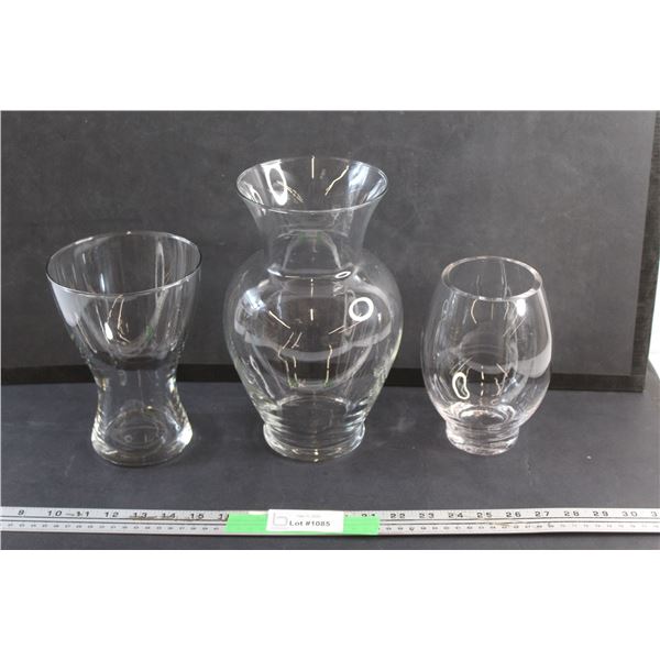 (3) Clear Glass Vases