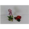 Image 2 : (2) Porcelain Flower Decorations - Made in Italy & China