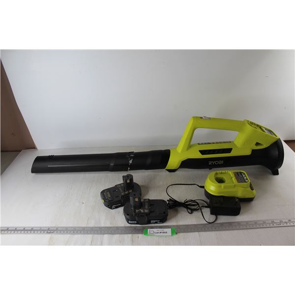 Ryobi 18Volt Lithium Battery Operated Leaf Blower w/ (2) Batteries & Charger- Powers On