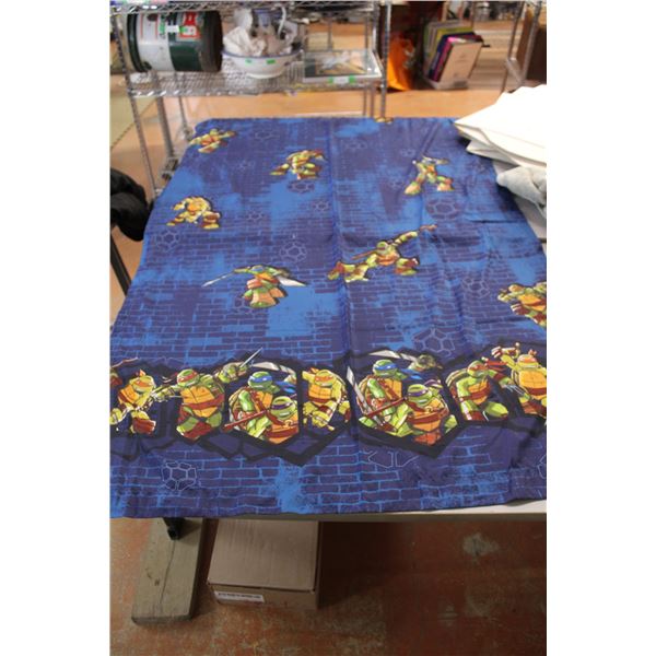 Teenage Mutant Ninja Turtle Curtains- Both 63'' x 39'', w/ (2) Matching Curtain Holders