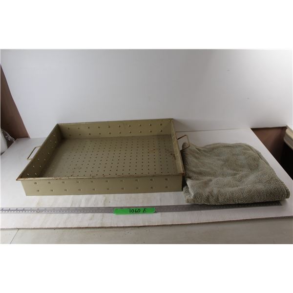 Metal Tray w/ Holes- 22.5'' x 18'' x 3'', Beige Colored Bath Towel