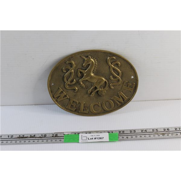Brass Wall Welcome Sign 8 1/2'' x 7''