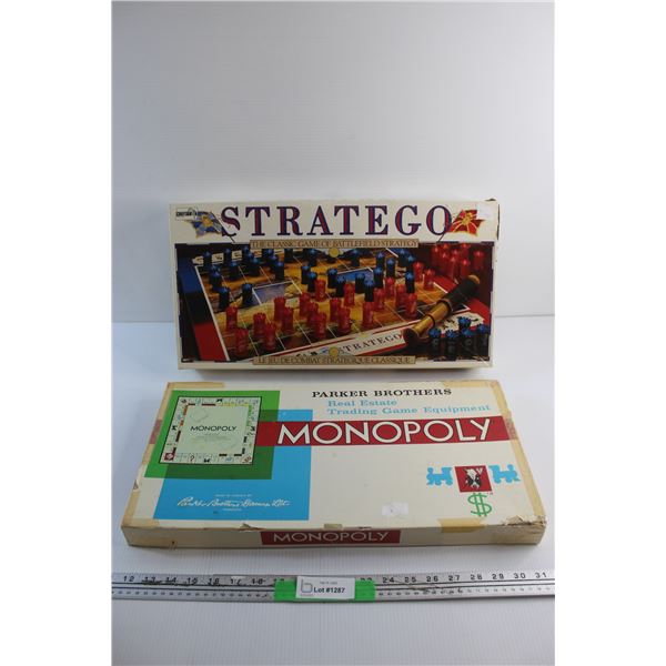 Stratego and Vintage Monopoly Board Games - Complete