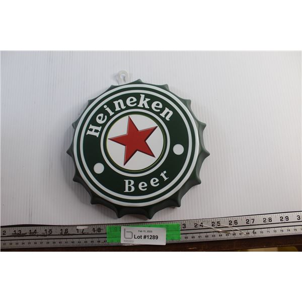 9'' Heineken Beer Bottle Cap Sign