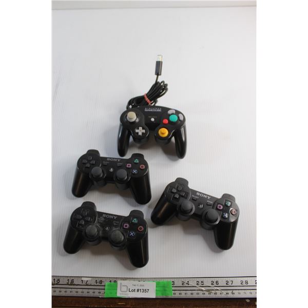(3) Sony DualShock 3 Wireless Controllers and Nintendo GameCube Controller - As Is