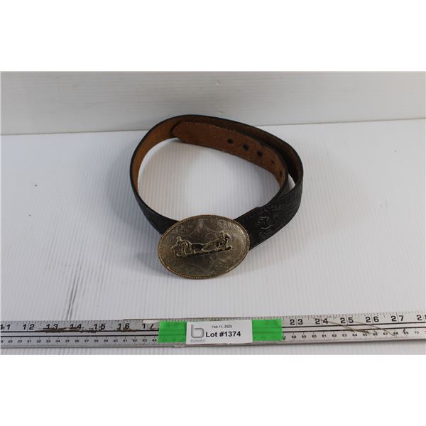 38'' Leather Like Western Cowboy Belt