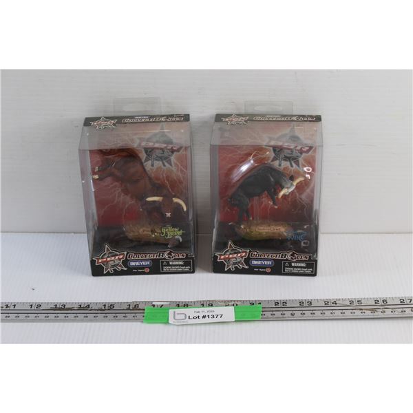(2) PBR CollectiBulls Figures - Little Yellow Jacket and Blueberry Wine - Sealed