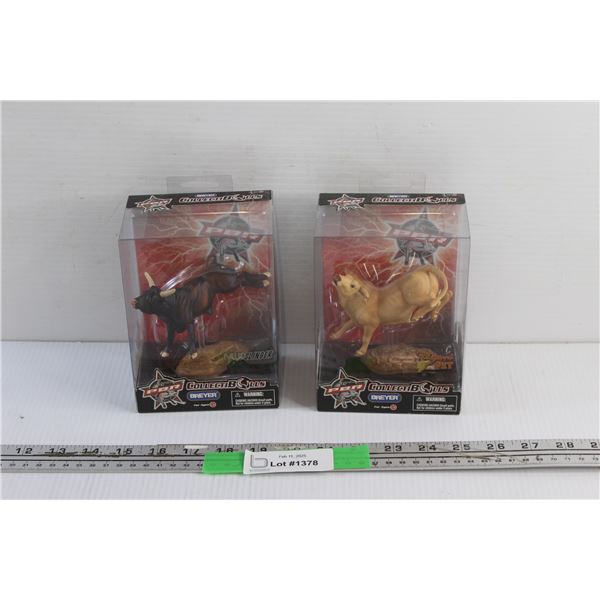 (2) PBR CollectiBulls Figures - Mudslinger and Clayton's Pet - Sealed
