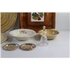 Image 8 : Ceramic Plates, Bowls, Glass Bell, Oil Lamps, Metal Coaster, Serving Platter and Tray