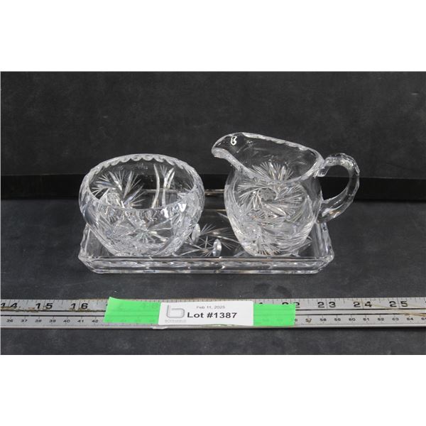 Crystal Cream & Sugar Set with Tray