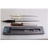 Image 2 : (3) Carving Knives, Knife Sharpener, Jamie Oliver Carving Fork NIB