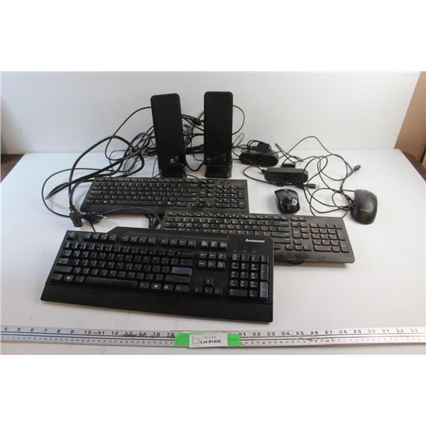 (3) Lenovo Keyboards, Logitech Speakers, Computer Mouses and Webcams - As Is