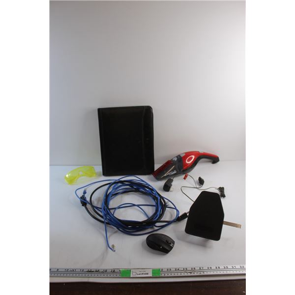 Ethernet & Power Cable, Safety Glasses, Quick Flip Portable Vacuum - Tested, Wireless Computer Mouse