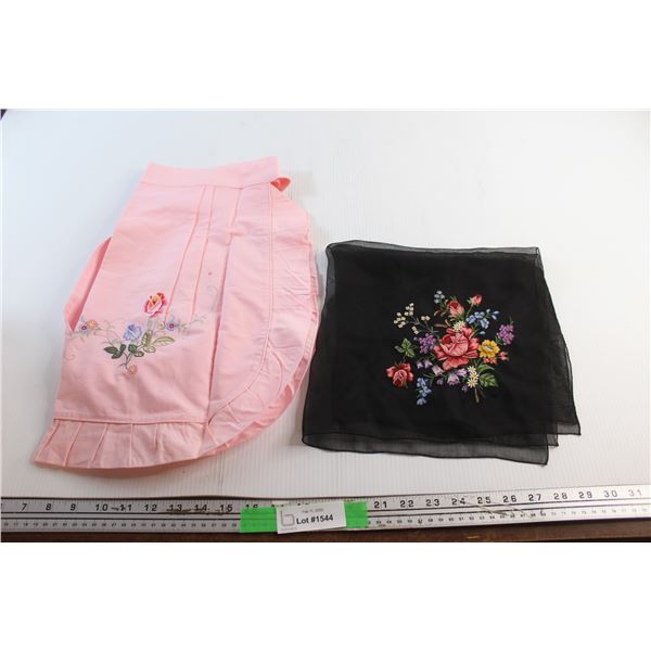 Apron and Floral Design Scarf