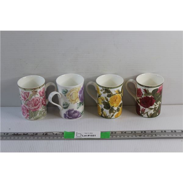 (4) Royal Bone China Ceramic Mugs