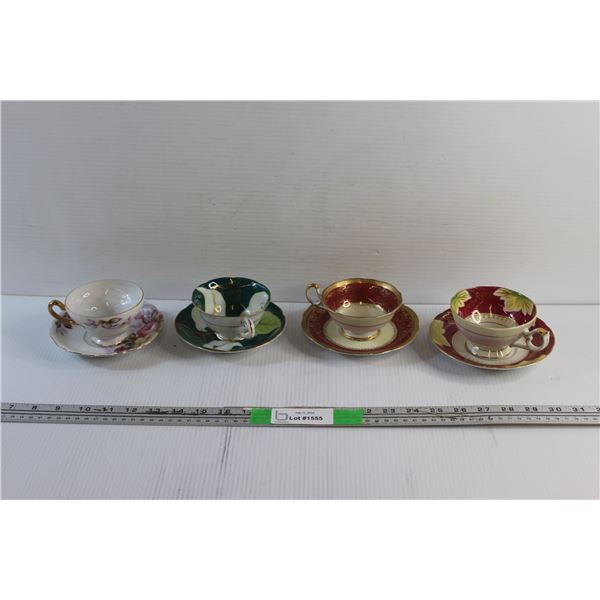 (4) Ceramic Decorative Tea Cups and Saucers